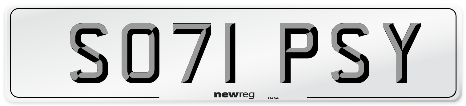 SO71 PSY Number Plate from New Reg